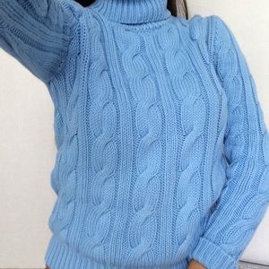 Ralph Lauren Cableknit Blue Turtleneck